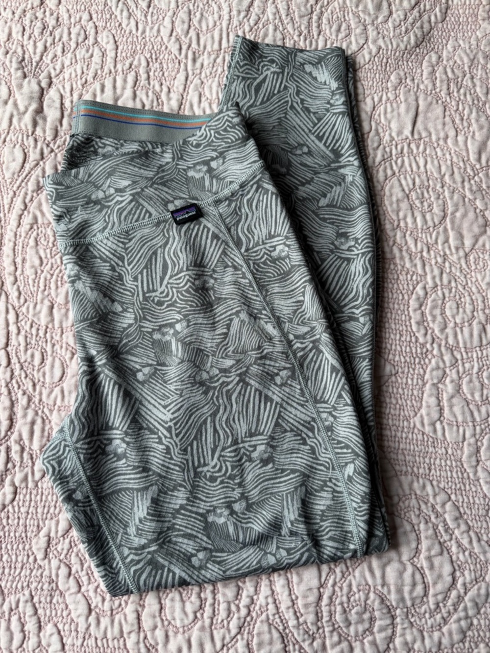 Patagonia Grey Zebra-Print Midweight Base Layer Leggings